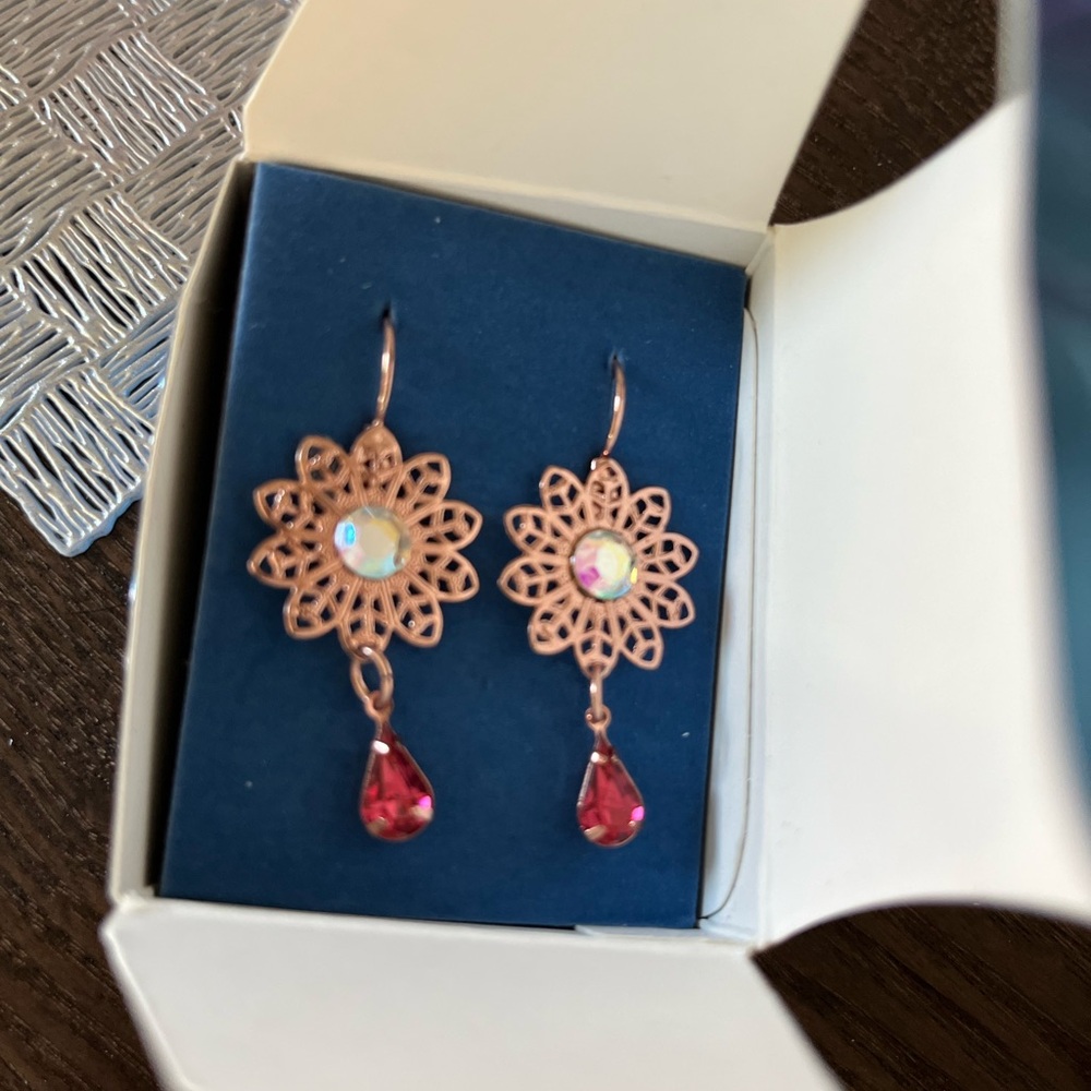 Elegant Rose Gold and Pink Drop Earrings